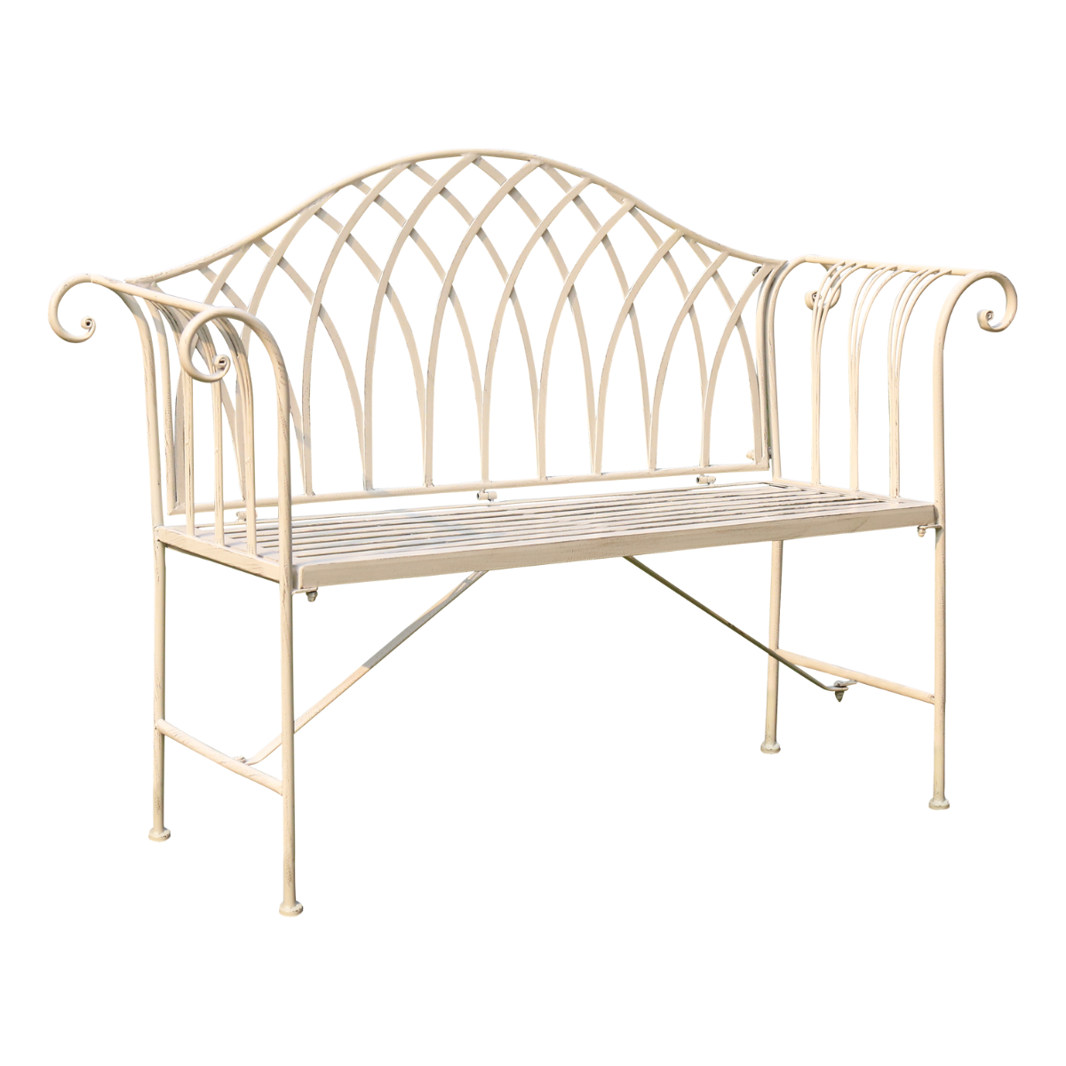 Victorian Lattice Garden Bench With White Background